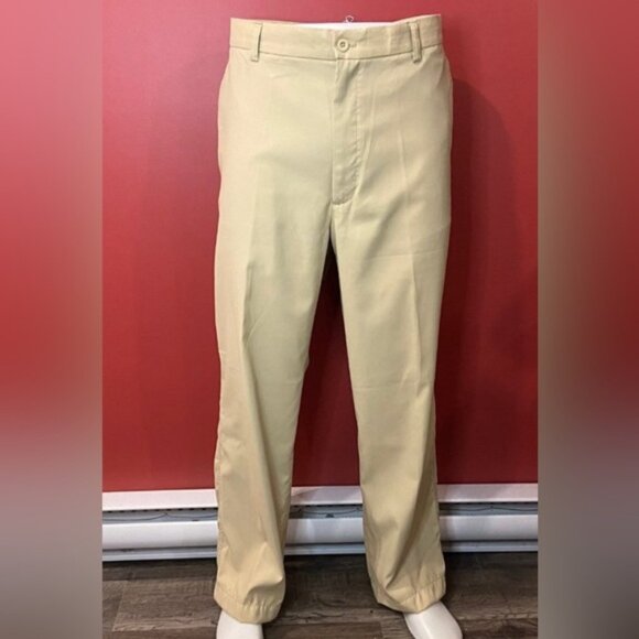 Snake Eyes 34/32 Men Khaki Tan Flat Front Golf Athletic Activewear Sporty Pants - Picture 13 of 13